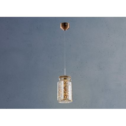 Lámpara colgante JAR LED/5W/230V cobre/madera