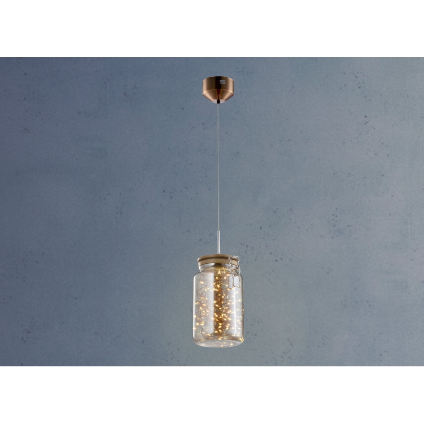 Lámpara colgante JAR LED/5W/230V cobre/madera