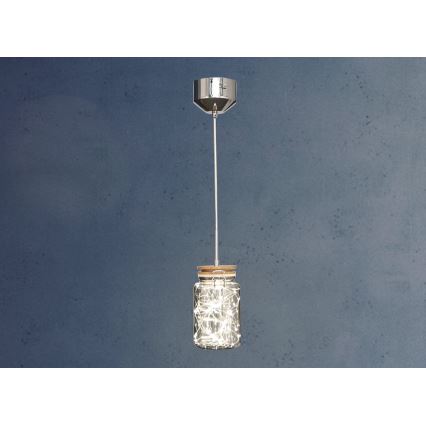 Lámpara LED colgante con cable SHOCK LED/5W/230V cromo brillante/madera