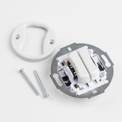 Kliklap - Botón doble retro con marco blanco nieve