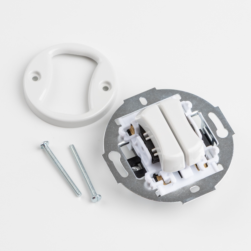 Kliklap - Botón doble retro con marco blanco nieve