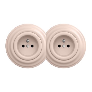 Kliklap - Doble enchufe retro para hogar con marco 230V rosa vintage