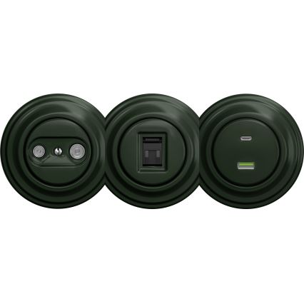 Kliklap - Enchufe de suscriptor vintage TV+R (continua) sin marco verde