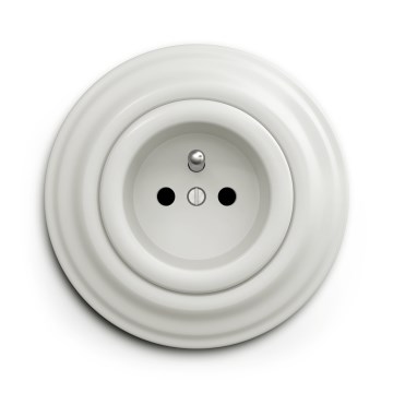 Kliklap - Enchufe doméstico retro con marco, 230 V, blanco