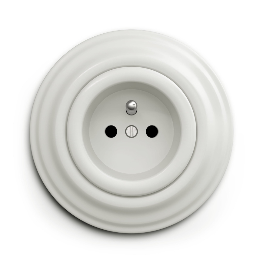 Kliklap - Enchufe doméstico retro con marco, 230 V, blanco