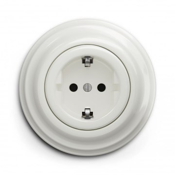 Kliklap - Enchufe doméstico retro con marco SCHUKO 230 V/16 A blanco