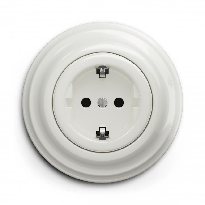 Kliklap - Enchufe doméstico retro con marco SCHUKO 230 V/16 A blanco