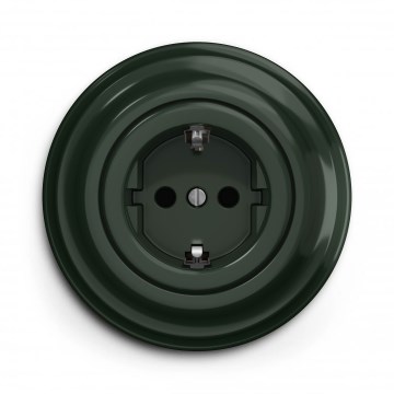 Kliklap - Enchufe doméstico retro con marco SCHUKO 230V/16A, verde