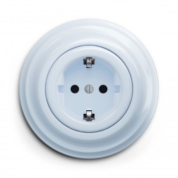 Kliklap - Enchufe doméstico retro con marco tipo SCHUKO 230V/16A azul