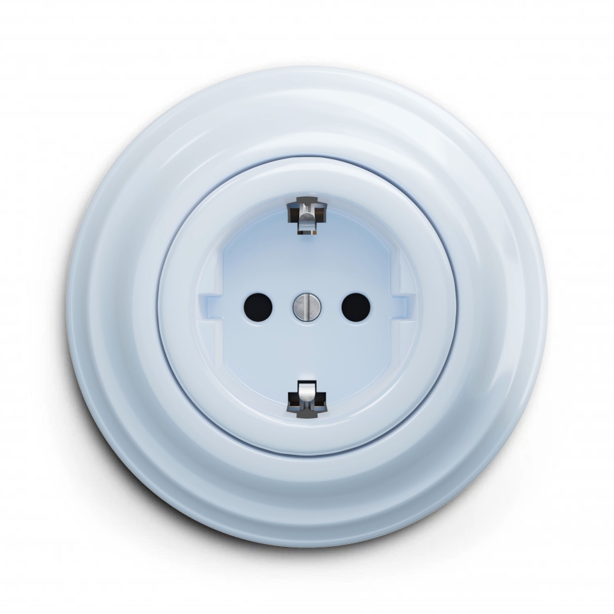 Kliklap - Enchufe doméstico retro con marco tipo SCHUKO 230V/16A azul