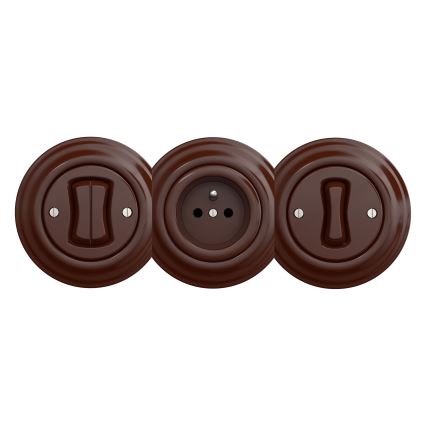 Kliklap - Enchufe doméstico retro SCHUKO 230V/16A sin marco, marrón