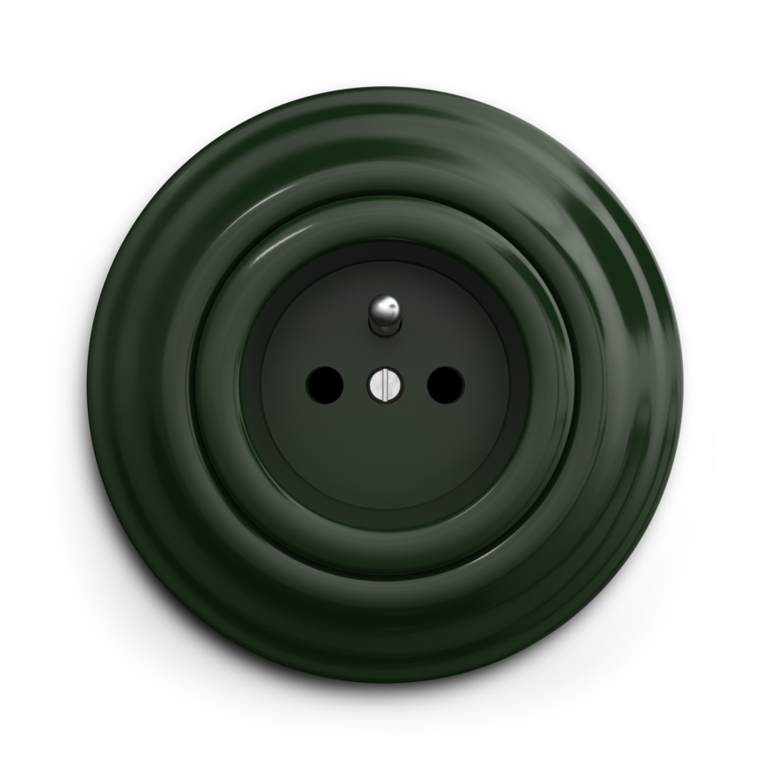 Kliklap - Enchufe retro doméstico con marco 230 V verde