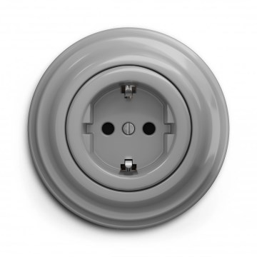 Kliklap - Enchufe retro doméstico con marco SCHUKO 230V/16A gris