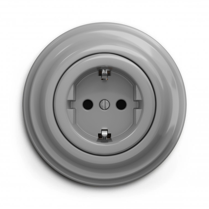 Kliklap - Enchufe retro doméstico con marco SCHUKO 230V/16A gris