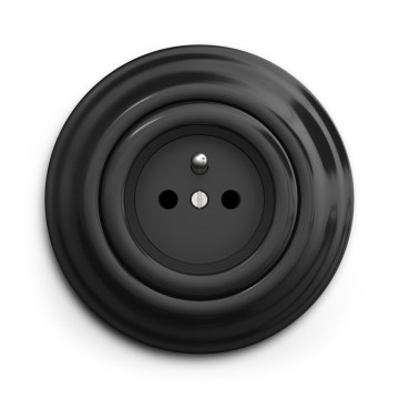 Kliklap - Enchufe retro doméstico de pared con placa, 230 V, negro
