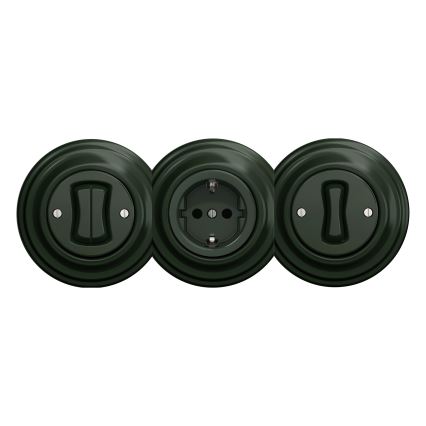 Kliklap - Enchufe retro doméstico sin marco SCHUKO 230V/16A, verde