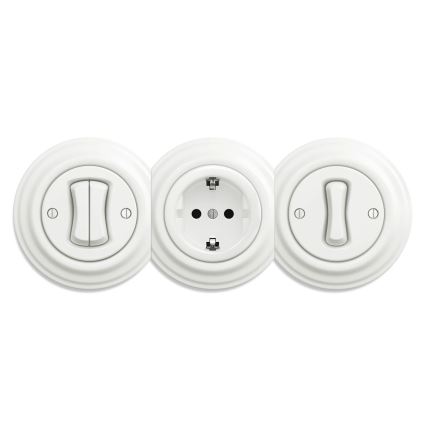 Kliklap - Enchufe retro para casa sin marco SCHUKO 230V/16A blanco