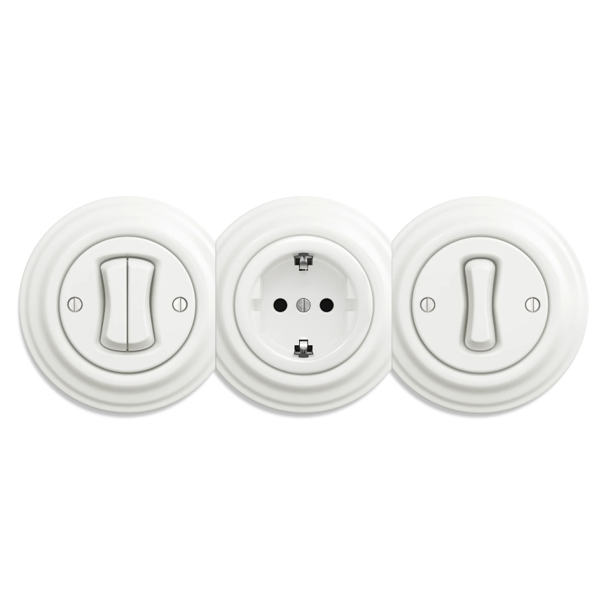 Kliklap - Enchufe retro para casa sin marco SCHUKO 230V/16A blanco