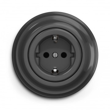 Kliklap - Enchufe SCHUKO de estilo retro para uso doméstico con marco, 230V/16A, antracita
