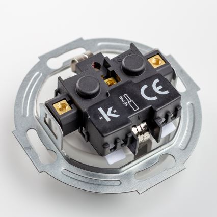 Kliklap - Enchufe triple doméstico de estilo retro con marco SCHUKO 230V, blanco nieve