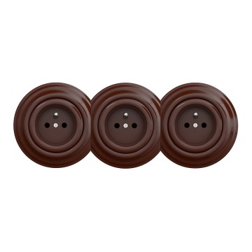 Kliklap - Enchufe triple retro de pared con marco, 230 V, marrón
