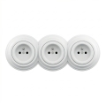 Kliklap - Enchufe triple retro para hogar con marco, 230V, blanco nieve