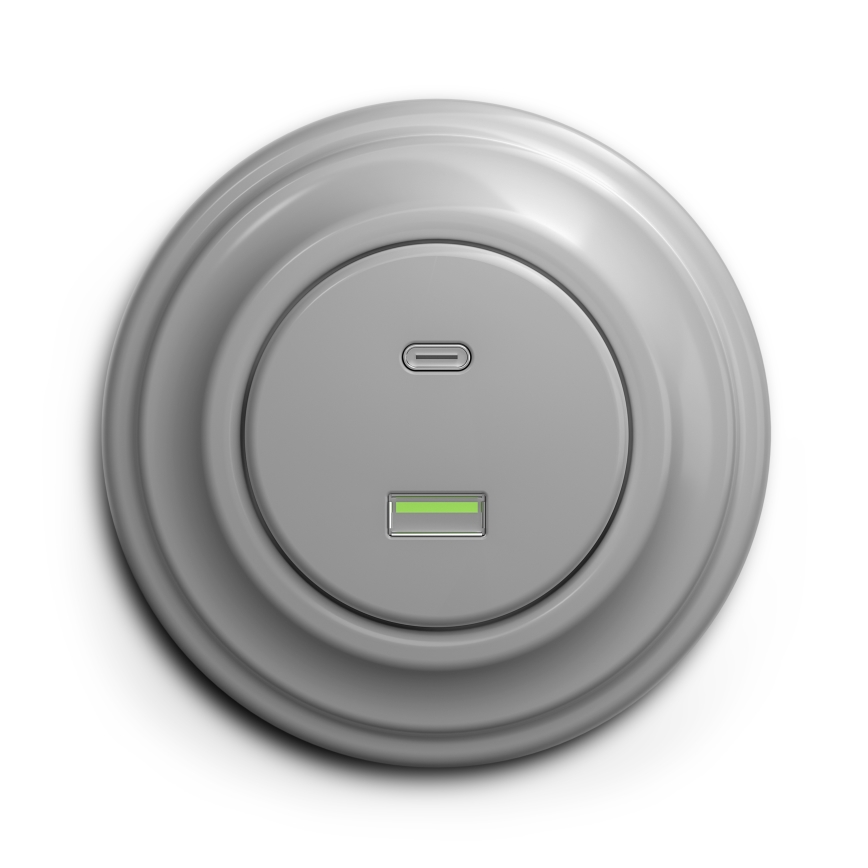 Kliklap - Enchufe USB retro A+C con marco gris