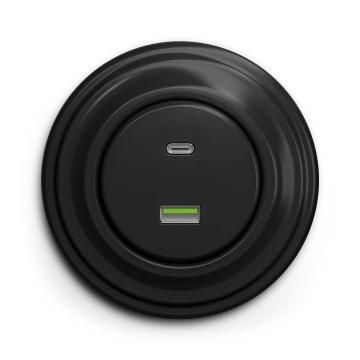 Kliklap - Enchufe USB retro A+C con marco negro