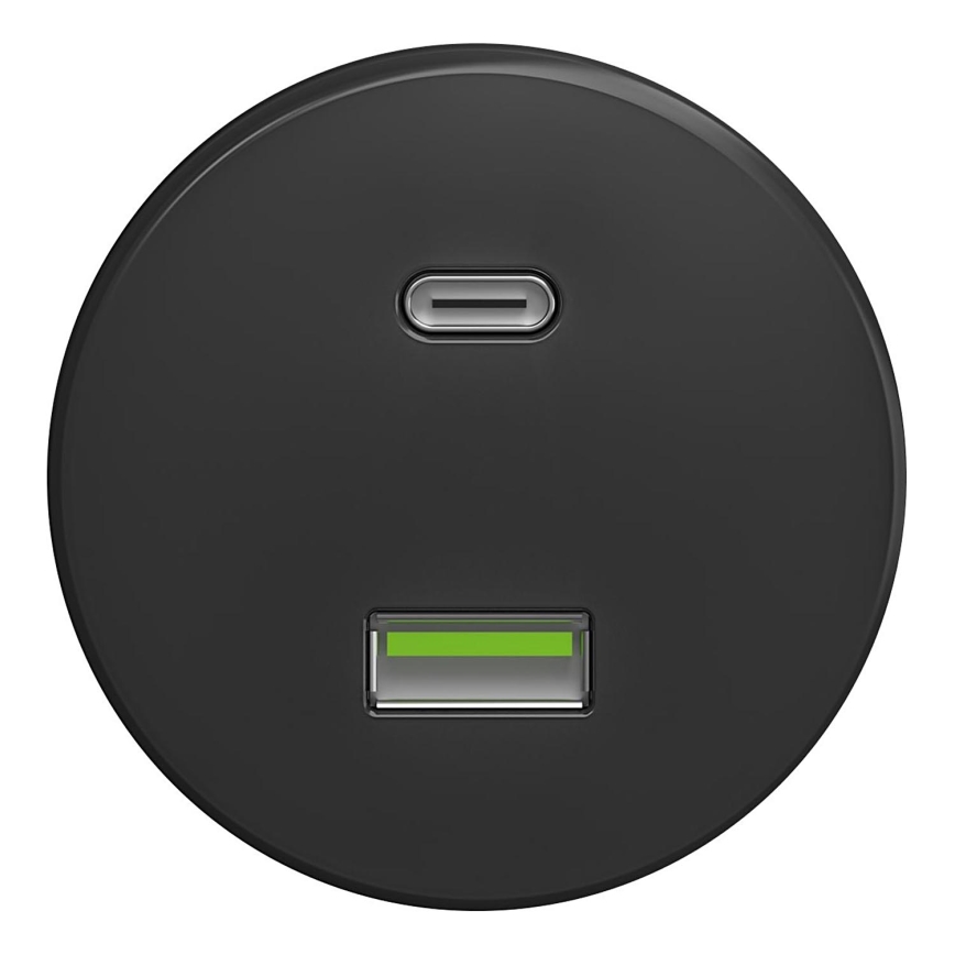 Kliklap - Enchufe USB vintage A+C sin marco antracita