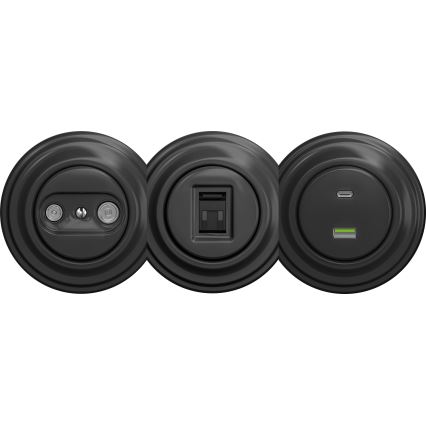 Kliklap - Enchufe USB vintage A+C sin marco antracita
