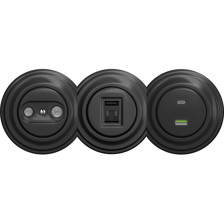 Kliklap - Enchufe USB vintage A+C sin marco antracita