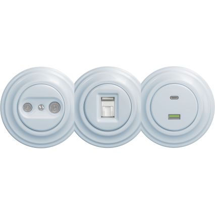 Kliklap - Enchufe USB vintage A+C sin marco azul