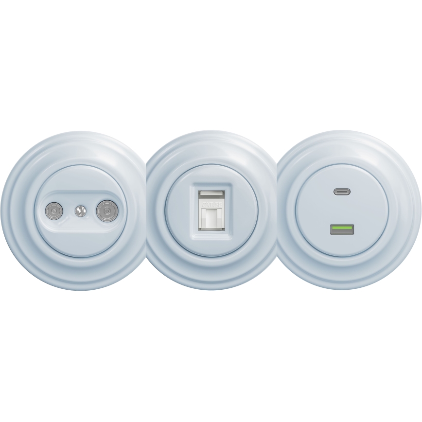 Kliklap - Enchufe USB vintage A+C sin marco azul