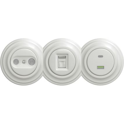 Kliklap - Enchufe USB vintage A+C sin marco blanco