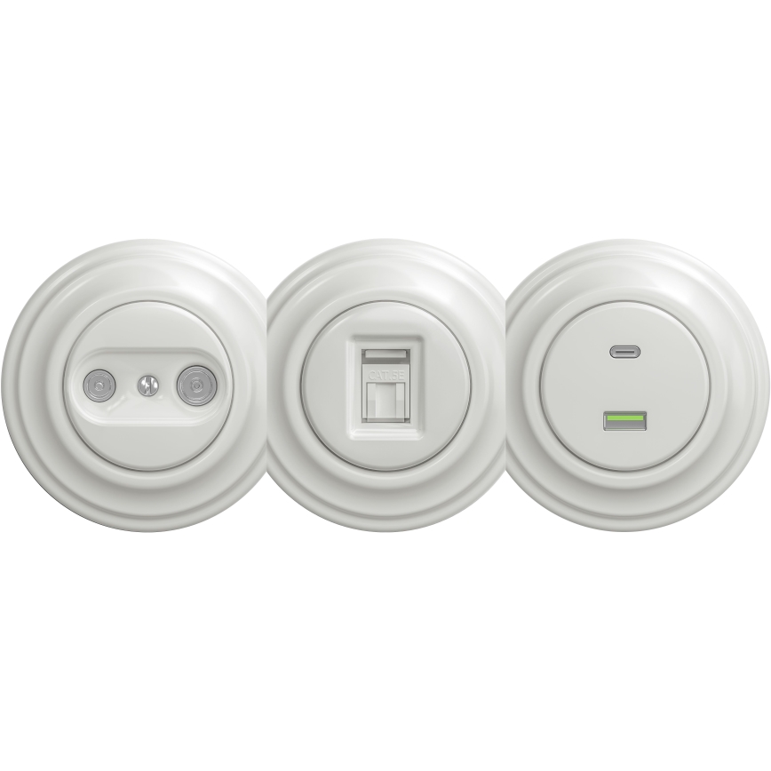 Kliklap - Enchufe USB vintage A+C sin marco blanco