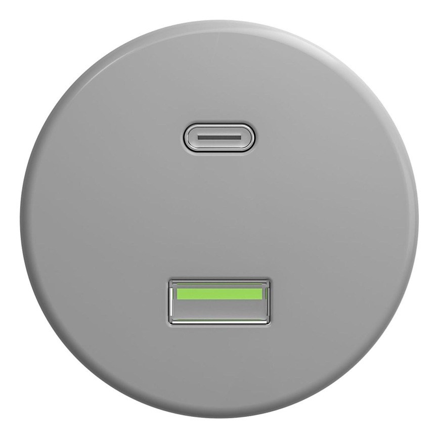 Kliklap - Enchufe USB vintage A+C sin marco gris