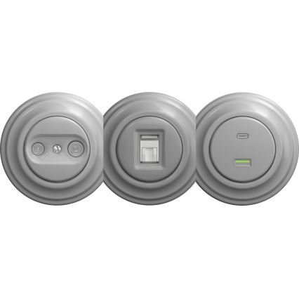 Kliklap - Enchufe USB vintage A+C sin marco gris