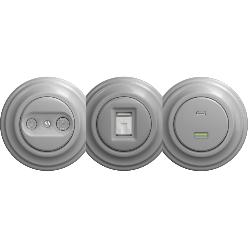 Kliklap - Enchufe USB vintage A+C sin marco gris