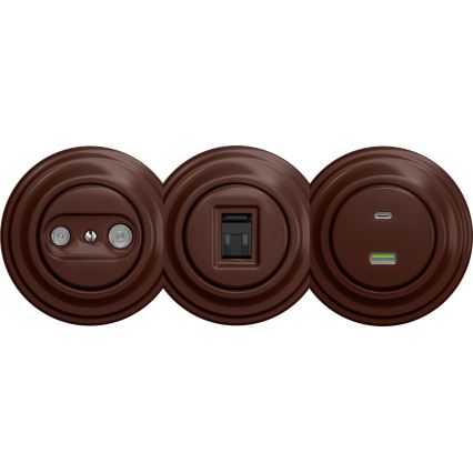 Kliklap - Enchufe USB vintage A+C sin marco marrón