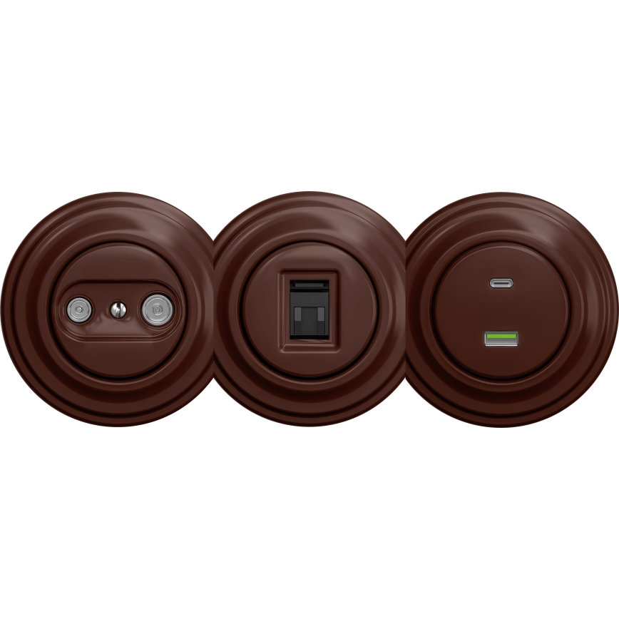 Kliklap - Enchufe USB vintage A+C sin marco marrón