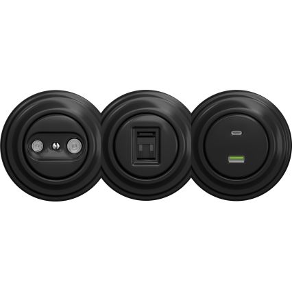 Kliklap - Enchufe USB vintage A+C sin marco negro