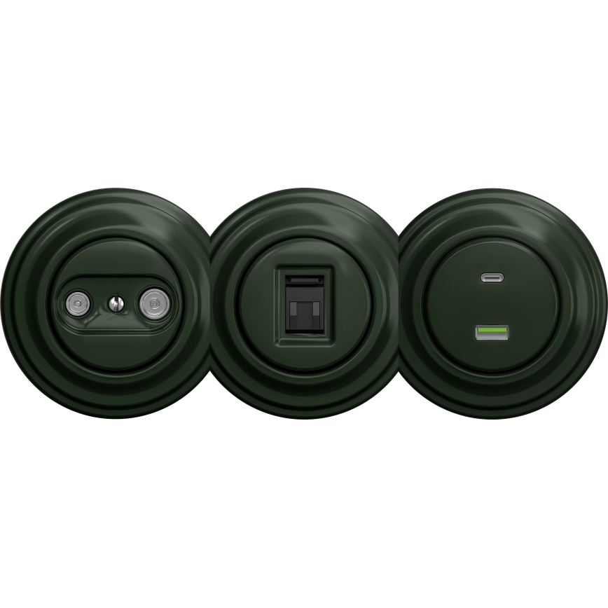Kliklap - Enchufe USB vintage A+C sin marco verde