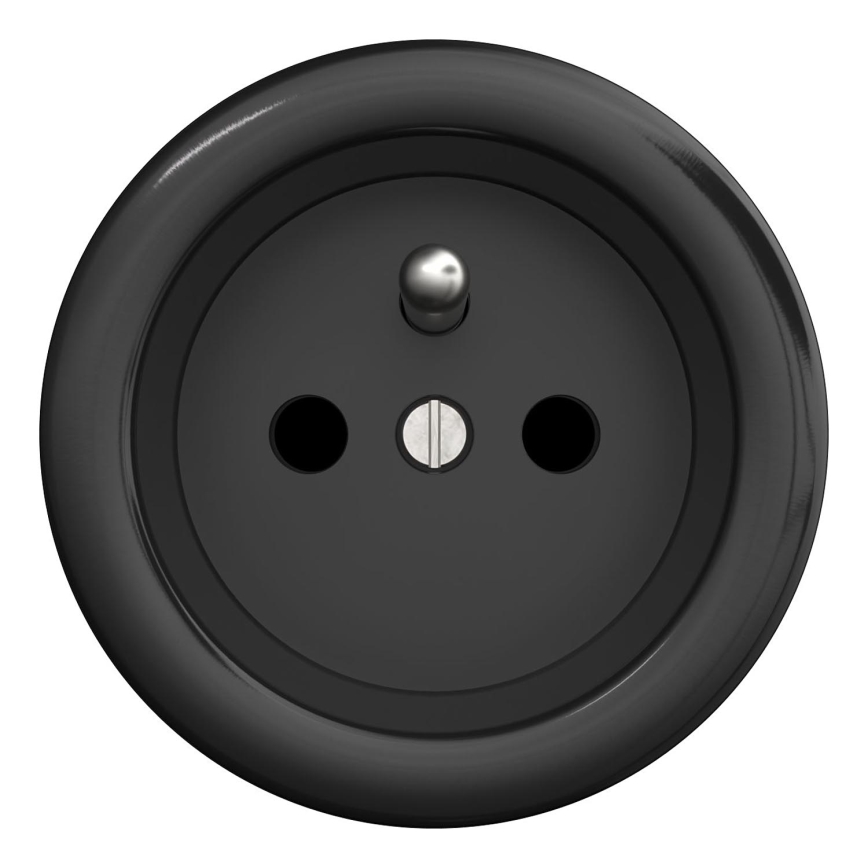 Kliklap - Enchufe vintage para el hogar sin marco 230V negro
