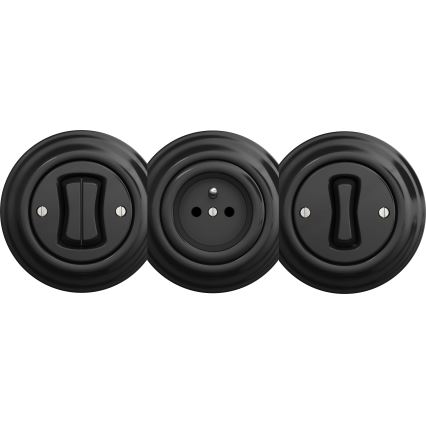 Kliklap - Enchufe vintage para el hogar sin marco 230V negro