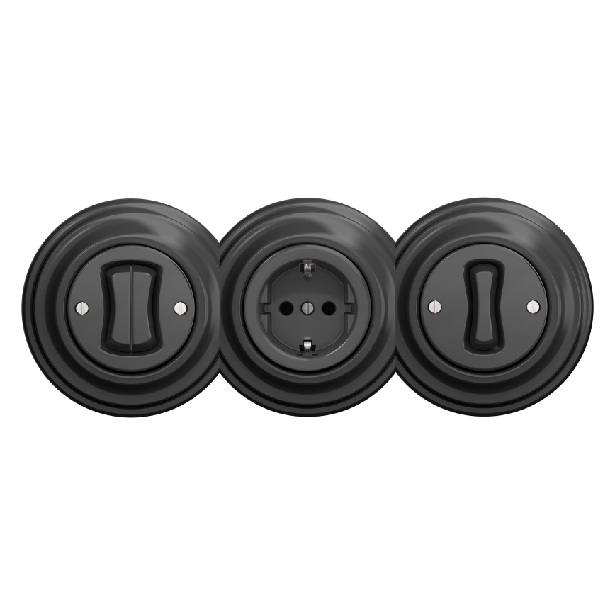 Kliklap - Enchufe vintage para el hogar sin marco SCHUKO 230V/16A antracita