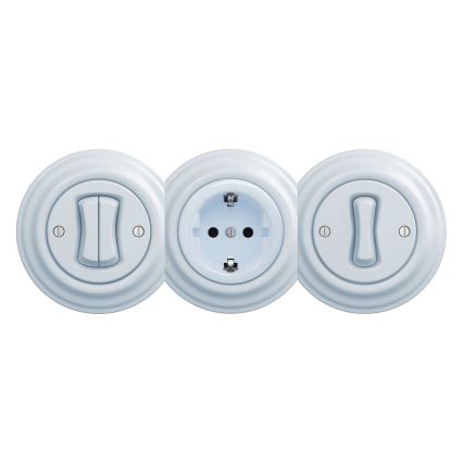 Kliklap - Enchufe vintage para el hogar sin marco SCHUKO 230V/16A azul
