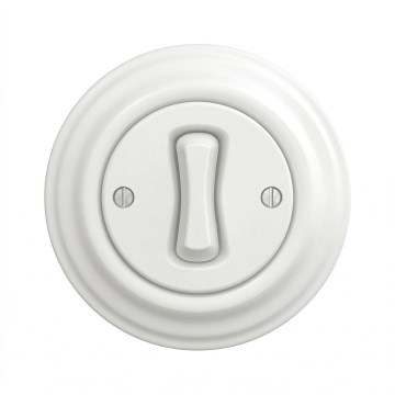 Kliklap - Interruptor cruzado de estilo retro con marco n.º 7, blanco nieve