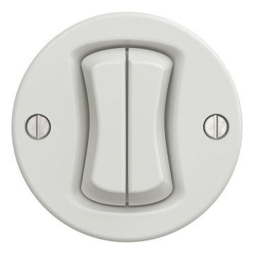 Kliklap - Interruptor de escalera doble vintage sin marco n.º 6+6 blanco