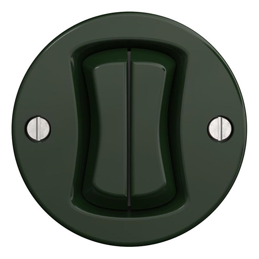 Kliklap - Interruptor de escalera doble vintage sin marco n.º 6+6 verde