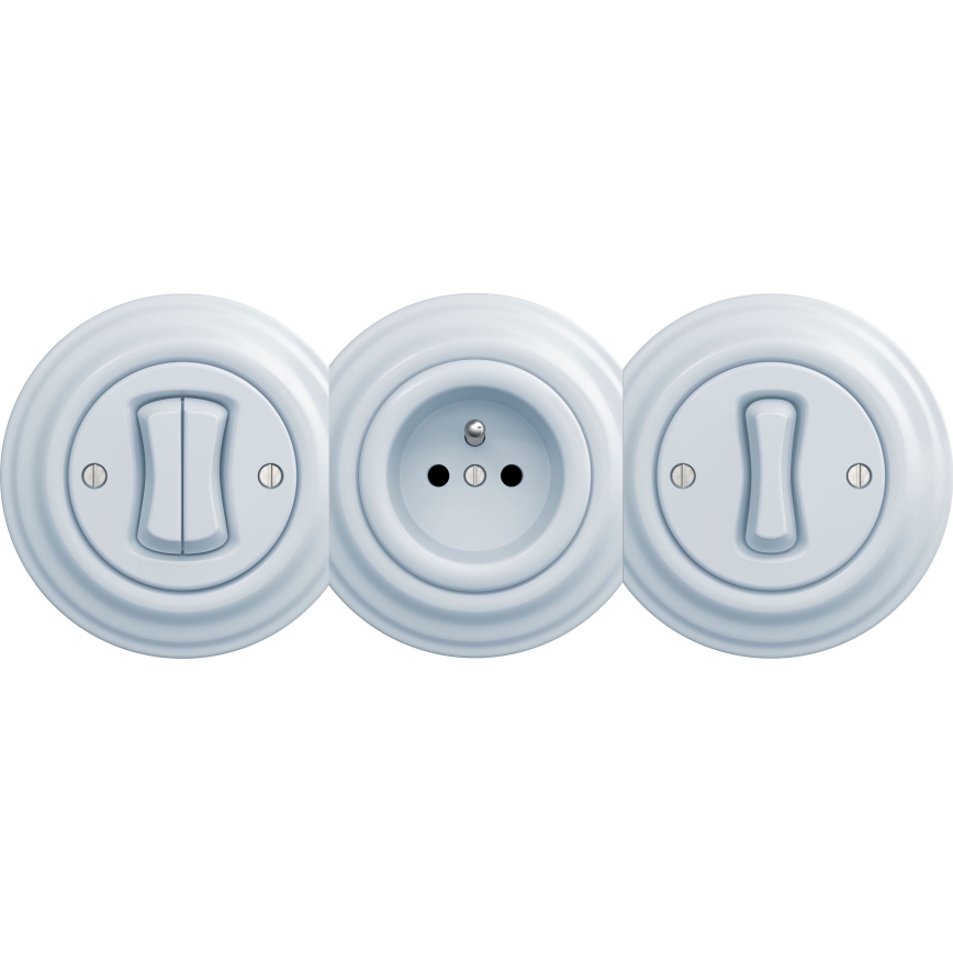 Kliklap - Interruptor de escalera doble vintage without Marco n° 6+6 azul